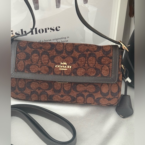 Coach Etta Small Flap Shoulder Bag In Signature Chenille - Picture 2 of 10